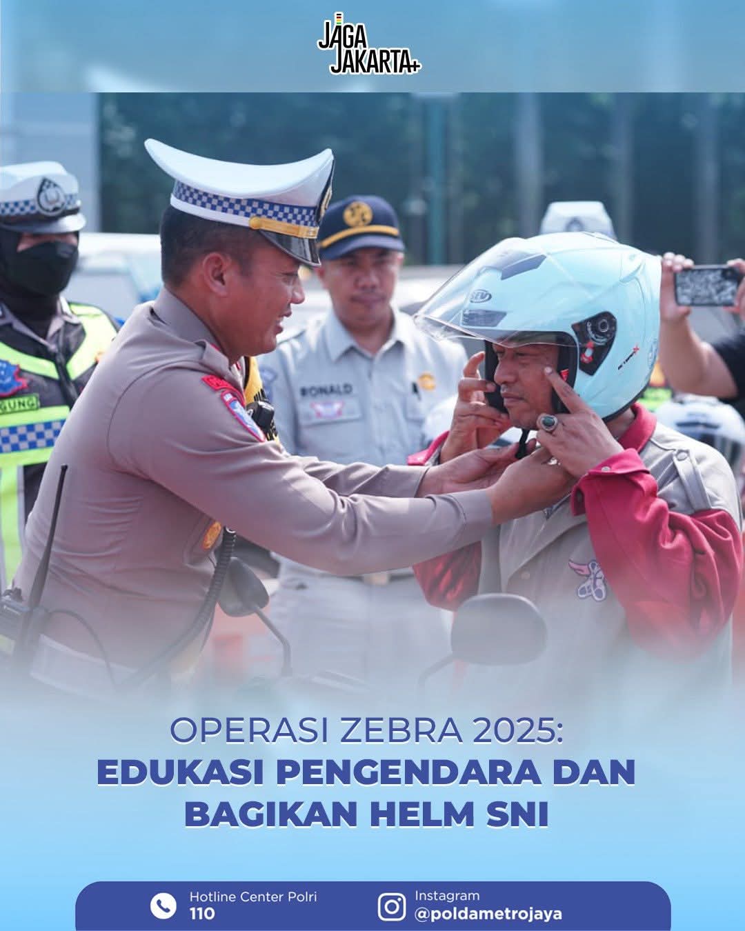 Sat Lantas Polres Metro Bekasi Bersama Jasa Raharja Gelar Edukasi dan Bagi Helm SNI di Jababeka